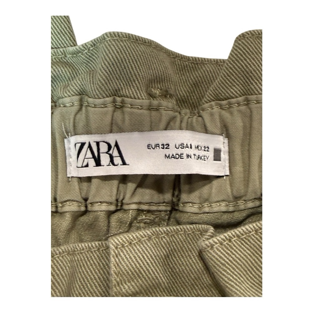 ZARA Baggy Fit Paperbag Waist Carrot Leg Pants Green Size 0 NWT - Picture 7 of 12